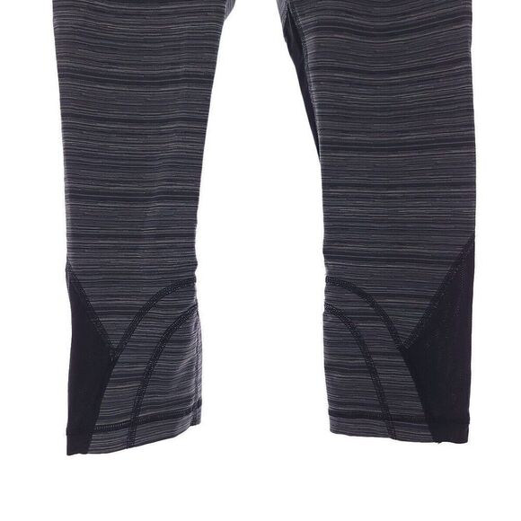 Lululemon Gray Black Back Zip Pocket Active Cropped Leggings Womens Size 6 - Picture 3 of 10